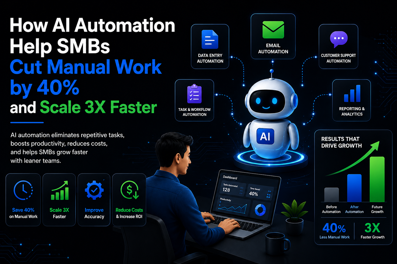 How AI Automation Helps SMBs Cut Manual Work by 40% and Scale 3X Faster